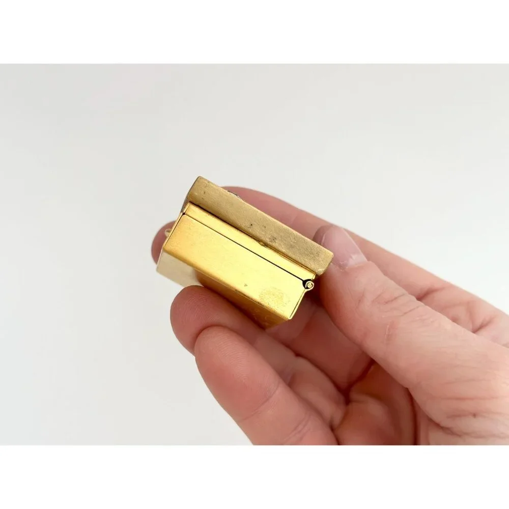 Rhinestone 80's Vintage Gold Toned Compact Mirror Trinket | Jewelry | Ring Box